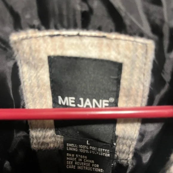 NWOT Me Jane Black and Cream Plaid Pea Coat - Picture 6 of 7